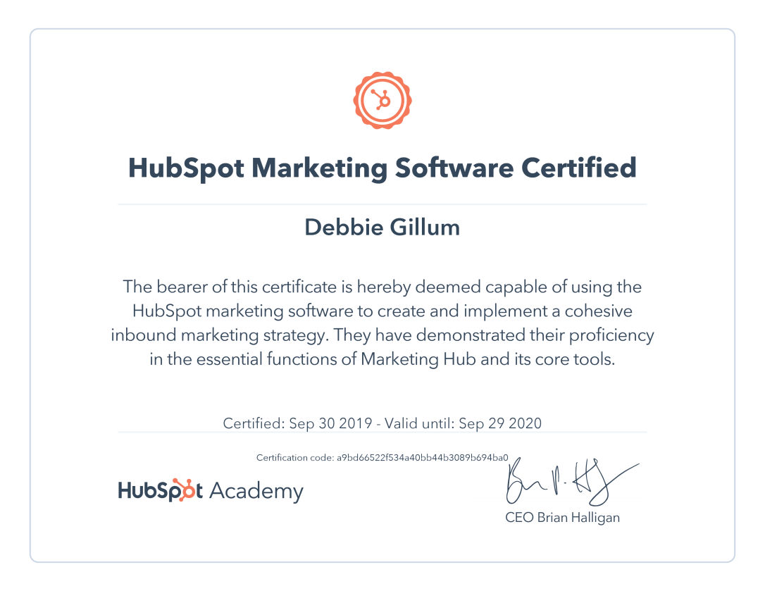 hubspot marketing software certified
