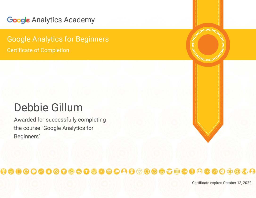 Google Analytics for Beginners Certificate of Completion
