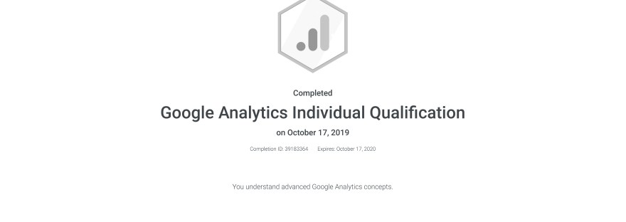 Debbie Gillum Google Analytics Individual Qualification certificate
