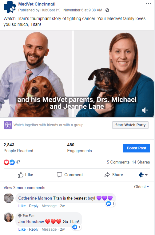 Facebook post of Titan